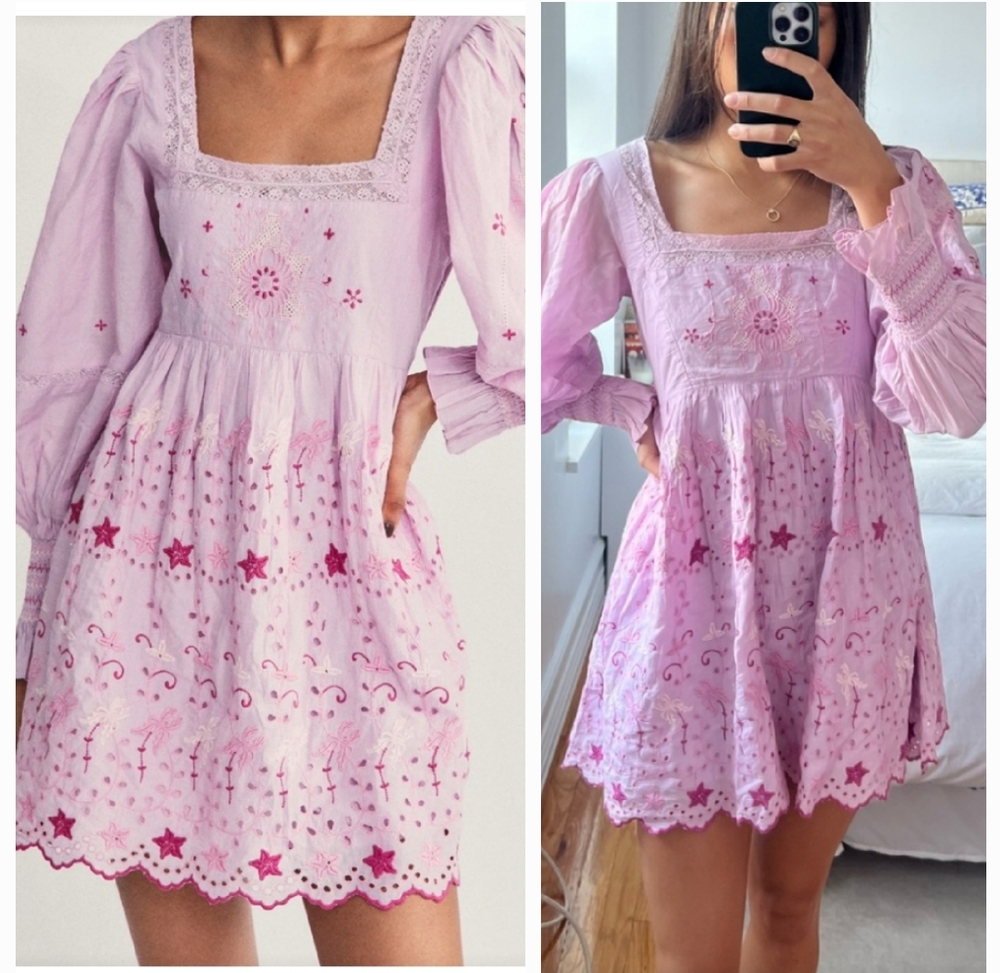 Free People Pink Embroidered Dress
